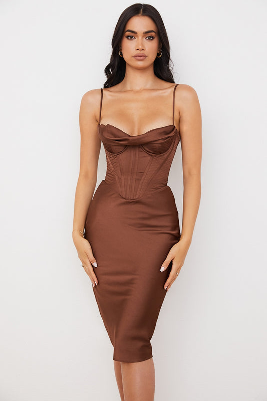 OSCARTEN SATIN CORSET SLIP Party Dress